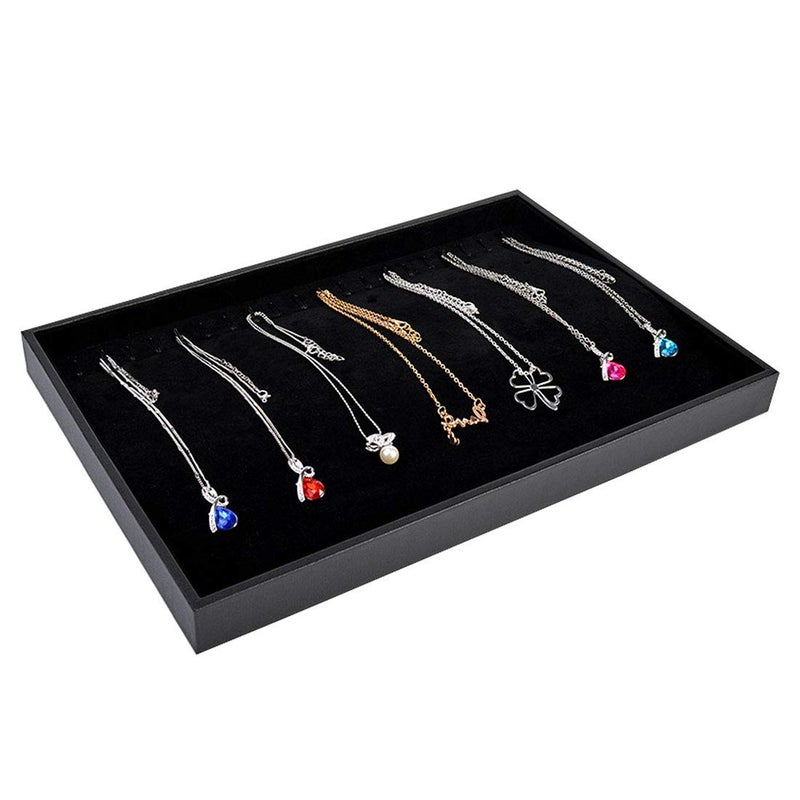 Pimuza Black Velvet Stackable 20 Hooks Necklace Jewelry Tray Showcase Display Organizer Holder for Dresser Decorative Storage Box Case Single Plate for Little Girls Accessary, Women Long Hand Chains jewels - Image 3